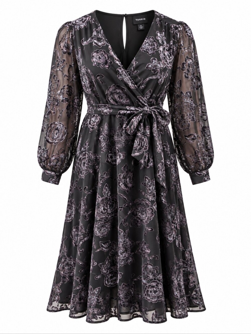 TORRID | NWT Dahlia Floral Burnout Velvet Long Sleeve Midi Dress Belt | L 12